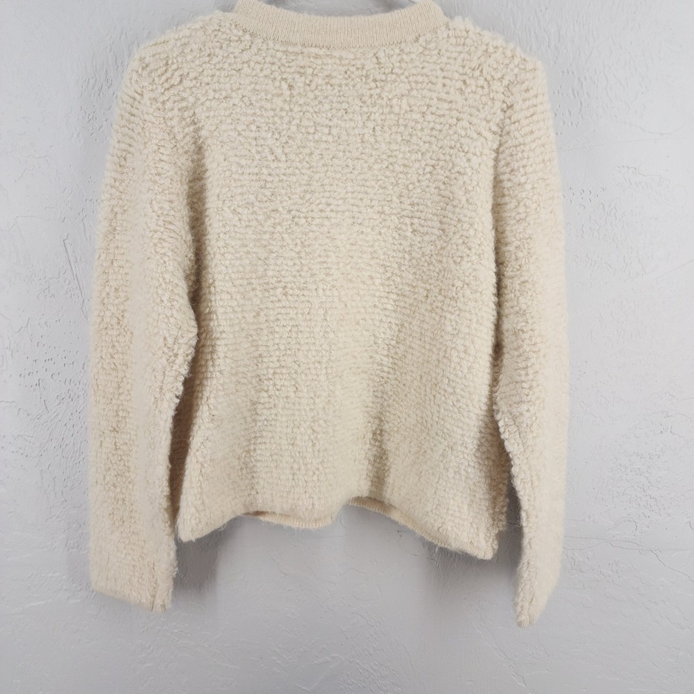 Lucky Brand Cream Boucle Star Button Cardigan Sweater Cozy Boho Womens Size M - Picture 4 of 6